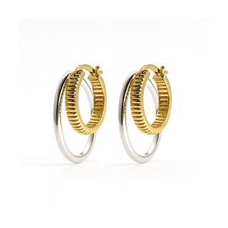 Mixed Metal Two-Tone Hoop Earrings